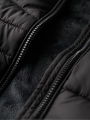 Superdry Black Hooded Fuji Quilt Padded Gilet Jacket - Image 8 of 8