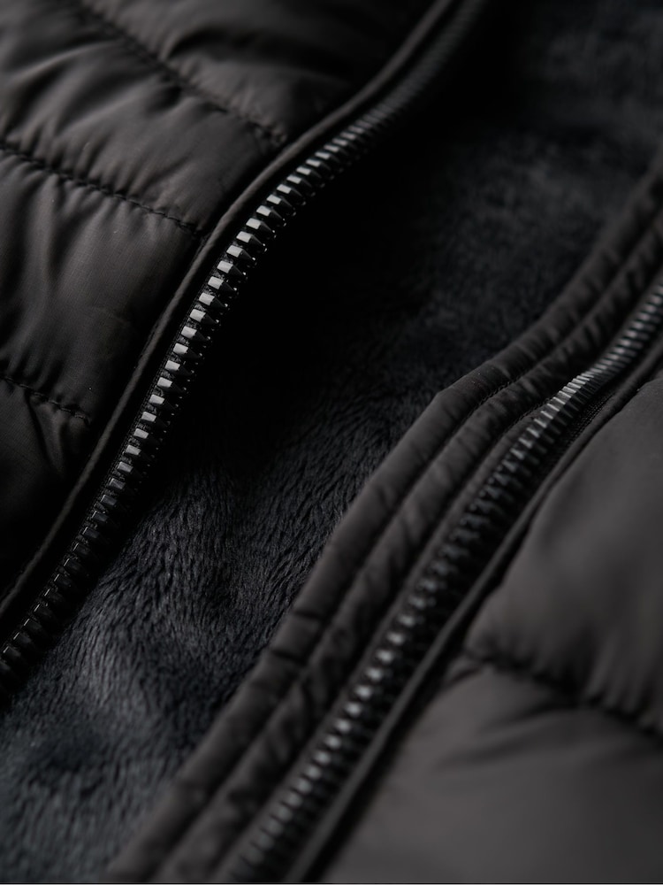 Superdry Black Hooded Fuji Quilt Padded Gilet Jacket - Image 8 of 8