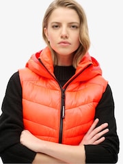 Superdry Volcanic Coral Hooded Fuji Quilt Padded Gilet Jacket - Image 4 of 5