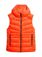 Superdry Volcanic Coral Hooded Fuji Quilt Padded Gilet Jacket - Image 5 of 5