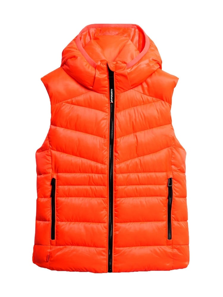 Superdry Volcanic Coral Hooded Fuji Quilt Padded Gilet Jacket - Image 5 of 5