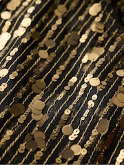 Superdry Gold Sheer Short Sleeve Sequin Top - Image 5 of 5