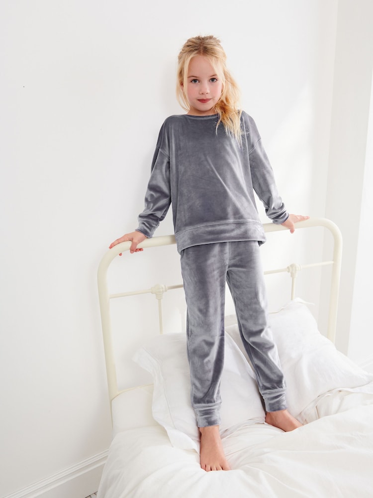 Grijs - Velours loungeset (3-16 jr) - Image 1 of 5