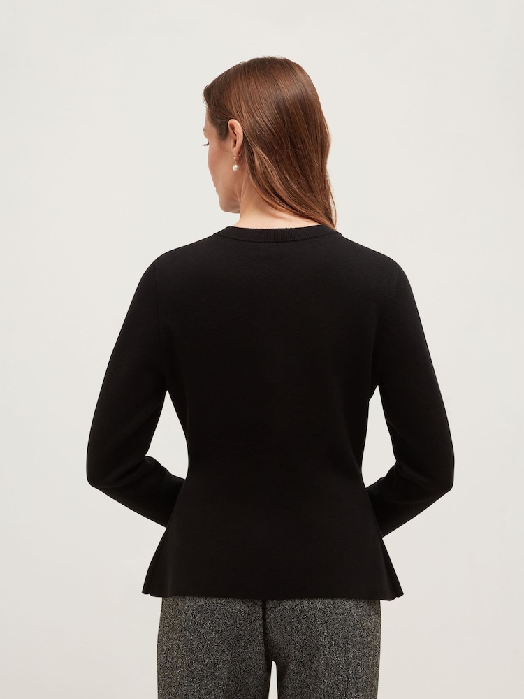 Hobbs Black Tia Cinched Cardigan - Image 2 of 4 Hobbs Black Tia Cinched Cardigan - Image 2 of 4