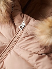 Superdry Winter Taupe Fuji Faux Fur Hooded Gilet - Image 5 of 5