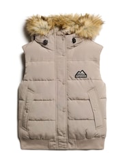Глубокий бежевый слаб - жилет из искусственного меха Superdry Everest - Image 4 of 6