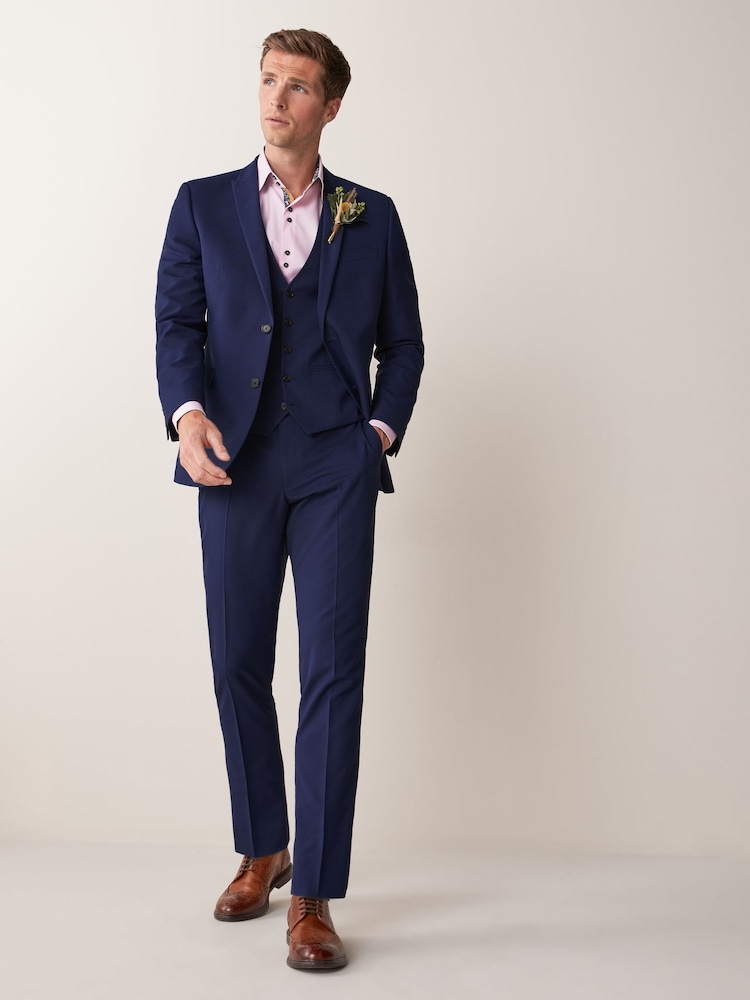 Bright Blue Tailored Fit Two Button Suit Jacket - Image 4 of 7