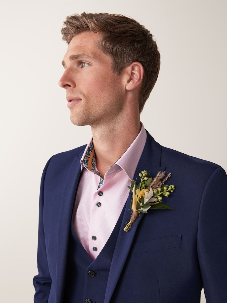 Bright Blue Tailored Fit Two Button Suit Jacket - Image 6 of 7