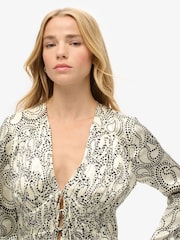 Superdry Cream 70s Sleeve Pleated Woven Top - Image 3 of 5