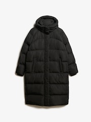 Superdry Black Longline Hooded Puffer Coats - Image 6 of 6