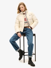 Superdry Off White Sports Puffer Cropped Jacket - Image 5 of 7