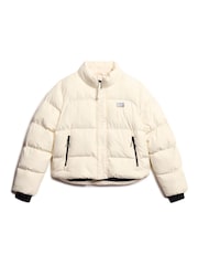 Superdry Off White Sports Puffer Cropped Jacket - Image 6 of 7