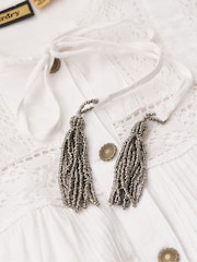 Superdry Off White 100% Cotton Woven Lace Long Sleeve Blouse - Image 5 of 5