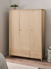 Light Natural Clementine Oak Veneer Triple, 2 Drawers Wardrobe - Image 1 of 10