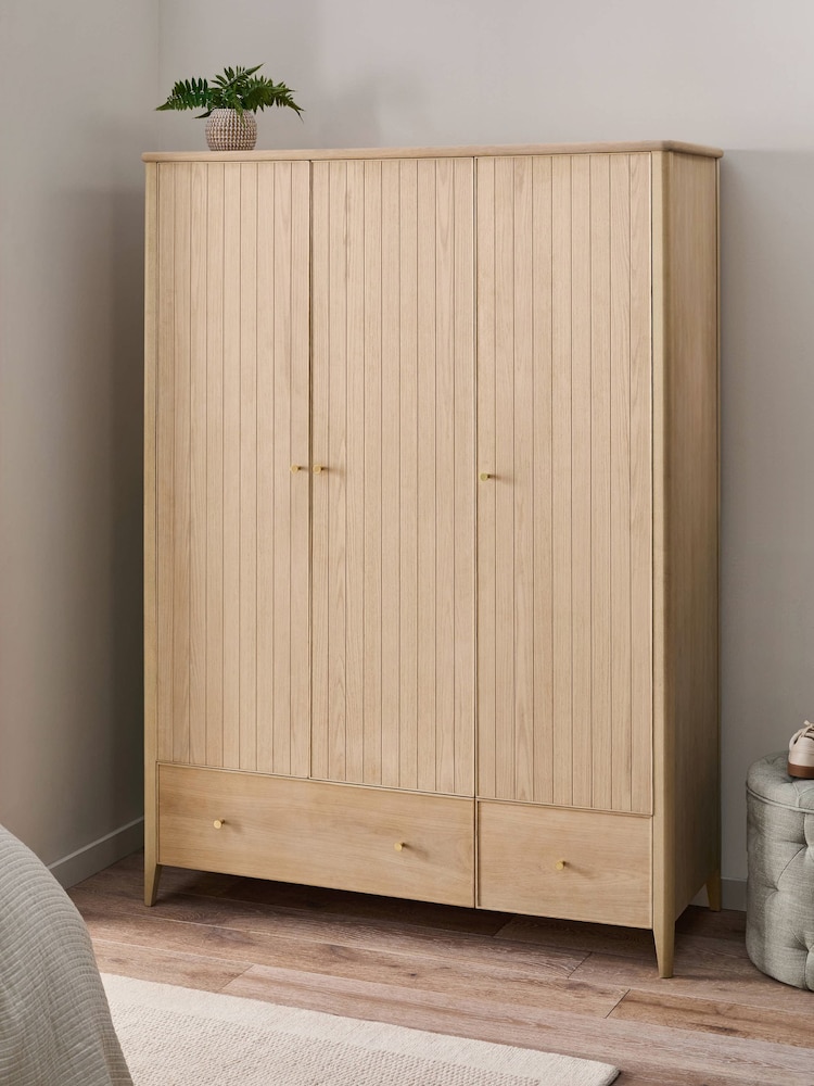 Light Natural Clementine Oak Veneer Triple, 2 Drawers Wardrobe - Image 1 of 10