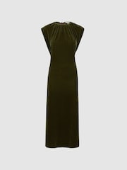 Florere Velvet Tie Neck Midi Dress - Image 2 of 5