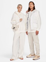 Nike White Nike Sportswear Plush Borg Pullover Hoodie - Image 3 of 10