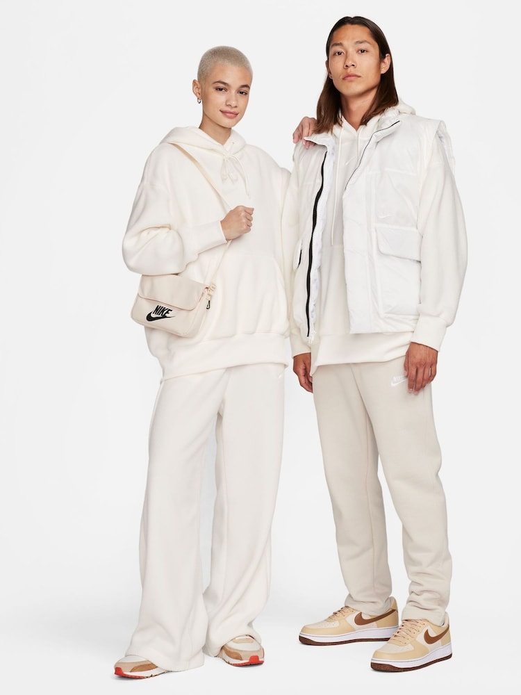 Nike White Nike Sportswear Plush Borg Pullover Hoodie - Image 3 of 10