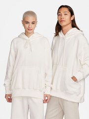 Nike White Nike Sportswear Plush Borg Pullover Hoodie - Image 4 of 10