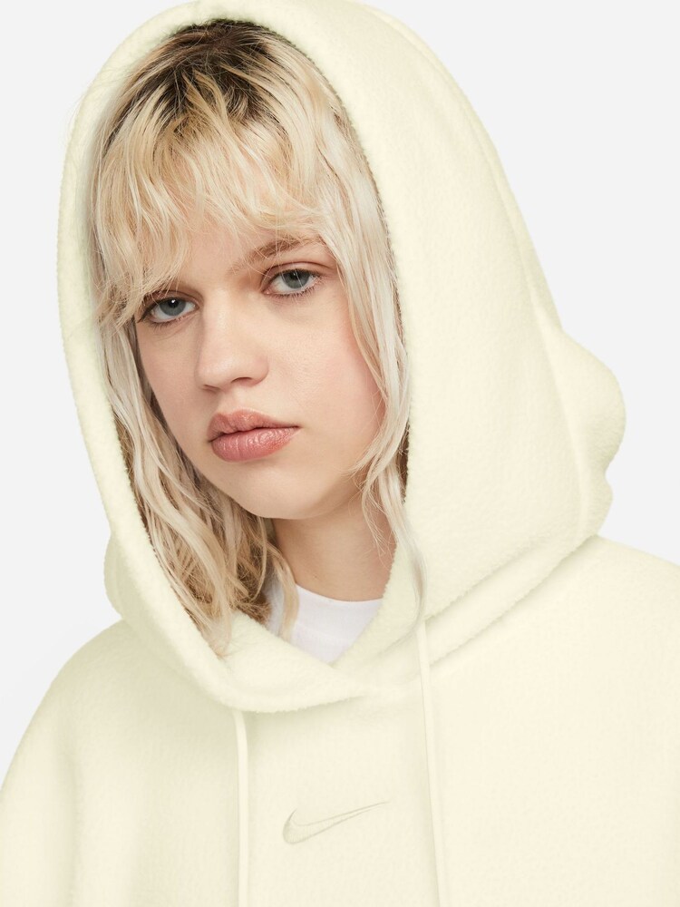 Nike White Nike Sportswear Plush Borg Pullover Hoodie - Image 7 of 10
