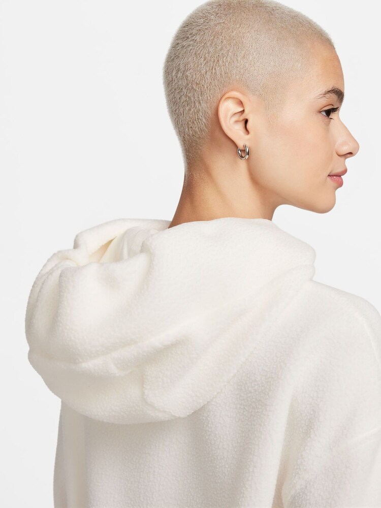 Nike White Nike Sportswear Plush Borg Pullover Hoodie - Image 8 of 10