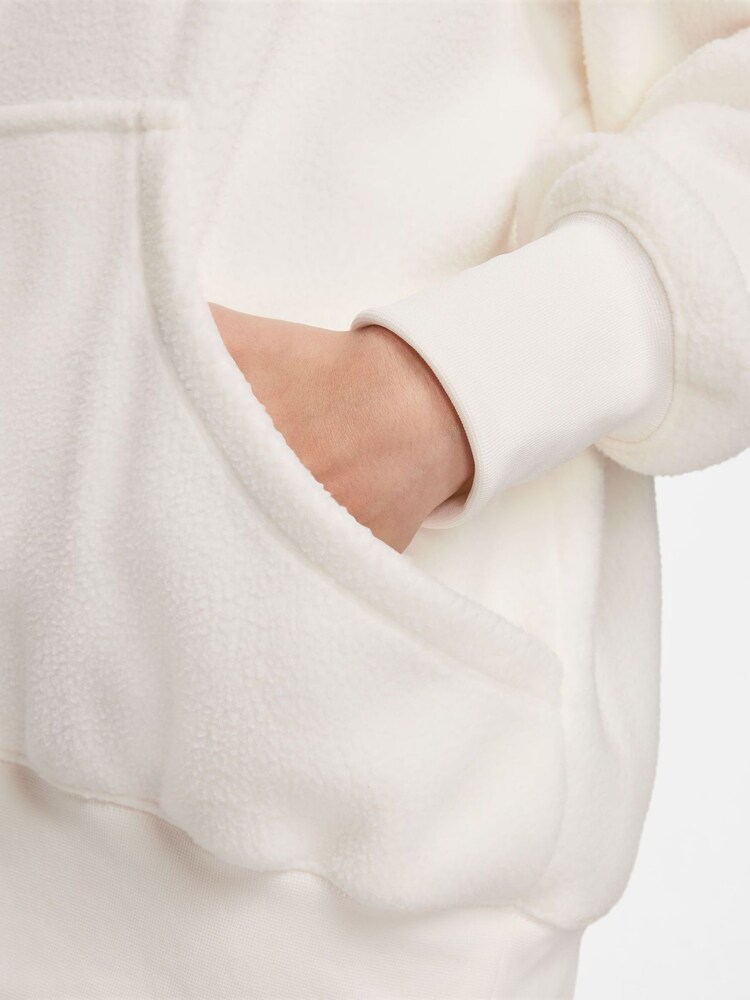 Nike White Nike Sportswear Plush Borg Pullover Hoodie - Image 9 of 10