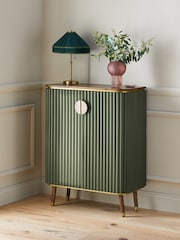 Clarke & Clarke Ribbed Green Mango Wood Calisto Drinks Cabinet - Image 2 of 8