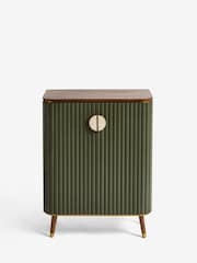 Clarke & Clarke Ribbed Green Mango Wood Calisto Drinks Cabinet - Image 4 of 8