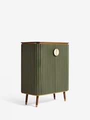 Clarke & Clarke Ribbed Green Mango Wood Calisto Drinks Cabinet - Image 5 of 8