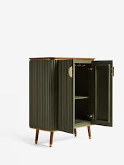 Clarke & Clarke Ribbed Green Mango Wood Calisto Drinks Cabinet - Image 6 of 8