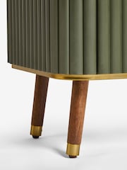 Clarke & Clarke Ribbed Green Mango Wood Calisto Drinks Cabinet - Image 8 of 8