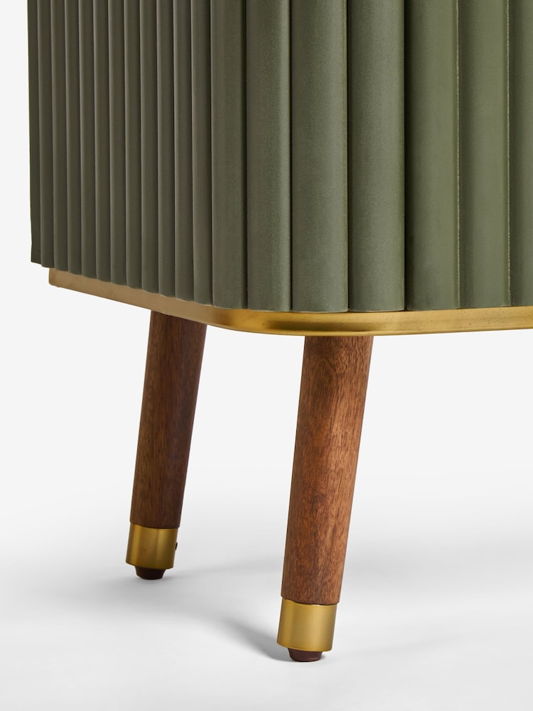 Clarke & Clarke Ribbed Green Mango Wood Calisto Drinks Cabinet - Image 8 of 8