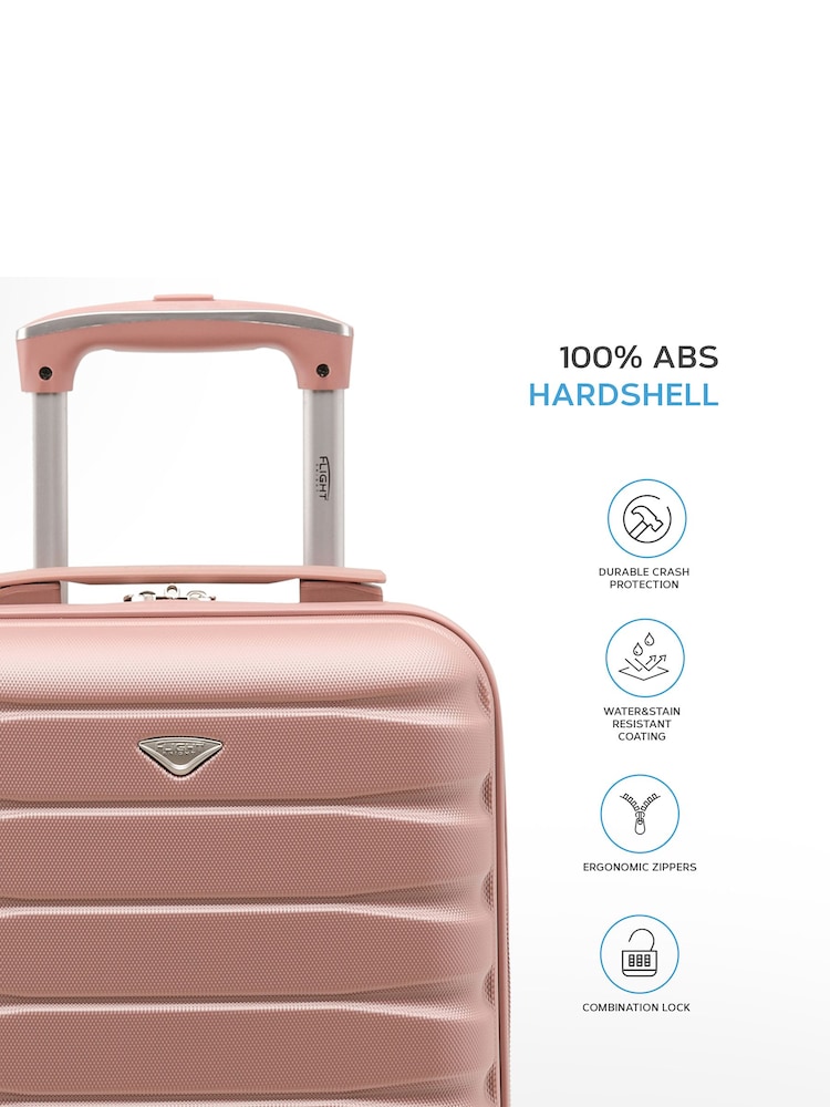 Rose Or - Valise rigide Flight Knight légère à 4 roues ABS Bagages cabine à main certifiés pour plus de 100 valises de compagnies aériennes - Image 3 of 7
