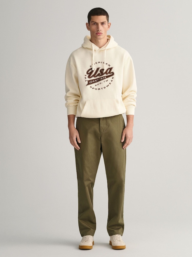 GANT Juniper Green Regular Fit Cotton Twill Chino Trousers - Image 1 of 4