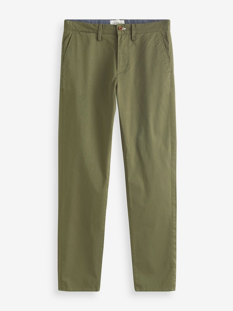 GANT Juniper Green Regular Fit Cotton Twill Chino Trousers - Image 4 of 4