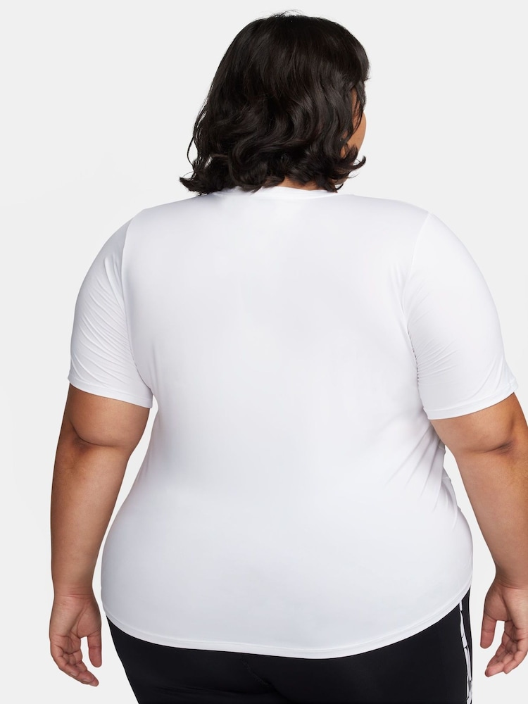 Vit - Nike Dam Dri-FIT Curve Kort ärm Löpning Topp - Bild 2 av 4