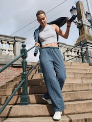 Grey Ribbed Shorter length Sleeveless Racer Vest Tank Top - Image 2 of 6