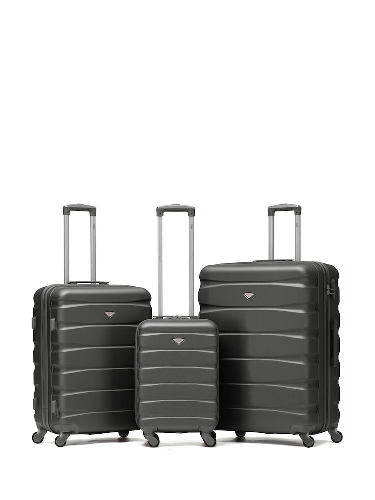 Barva oglja - Flight Knight Hardcase velik karirast; s karirastim vzorcem in Suitcases and Cabin Case Set of 3 - Slika 1 iz 7