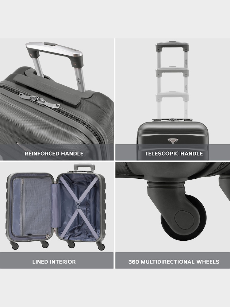 Barva oglja - Flight Knight Hardcase velik karirast; s karirastim vzorcem in Suitcases and Cabin Case Set of 3 - Slika 7 iz 7