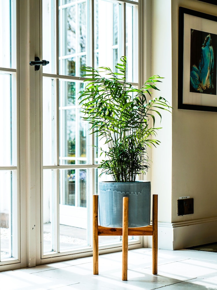 Ivyline Grey Anzio Planter with Wooden Stand - Image 2 of 4