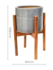 Ivyline Grey Anzio Planter with Wooden Stand - Image 4 of 4