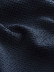 Navy Blue 100% Cotton Textured Waffle Short Sleeve Shirt - Image 7 of 7
