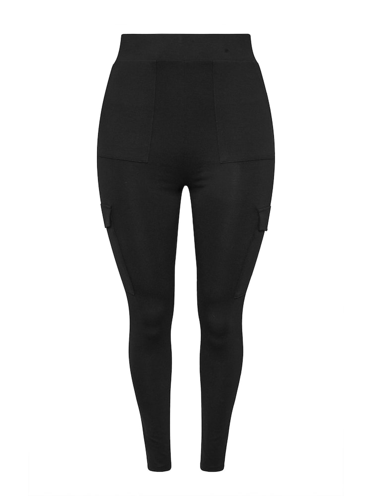 Yours Curve Black Cargo Pocket Leggings - Image 5 of 5