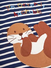 JoJo Maman Bébé Indigo Kids Otter-ly Adorable Appliqué Top - Image 2 of 4