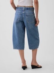 Medium Wash High Waisted Belted Barrel Culotte Jeans - Image 2 of 5