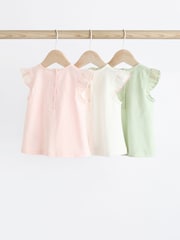 Green/Pink/White Short Sleeve 100% Cotton Baby Tops 3 Pack - Image 2 of 7