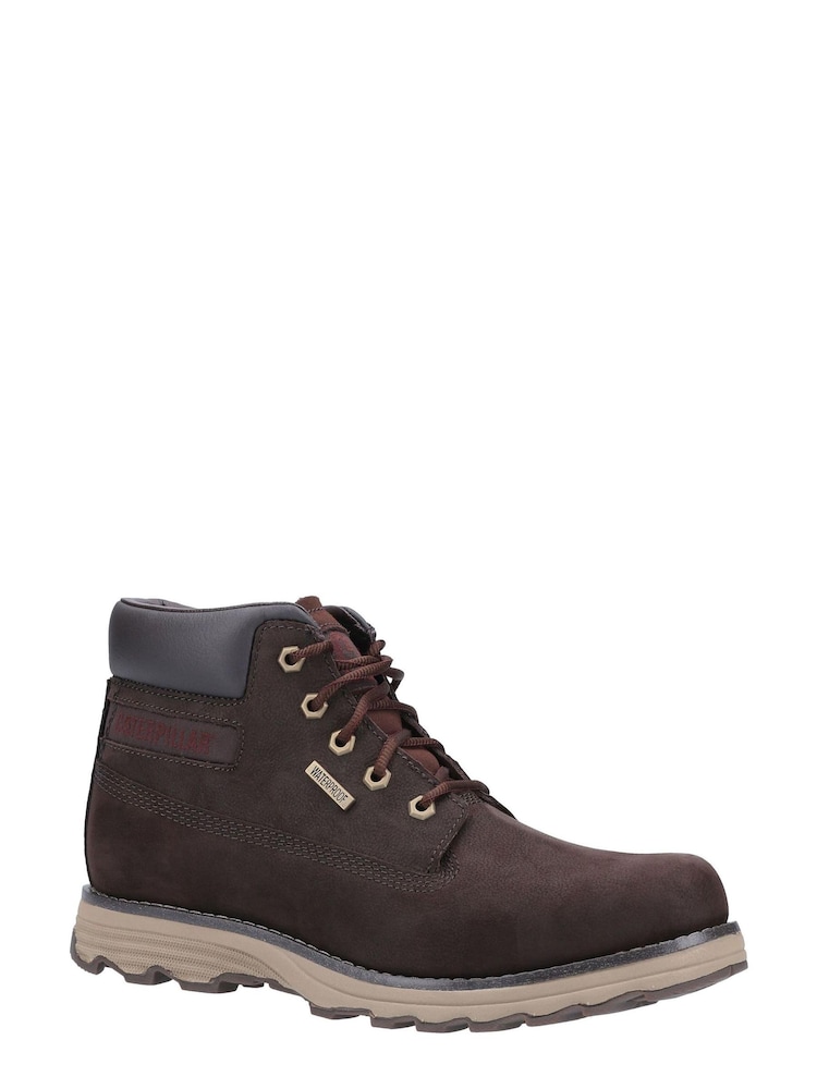CAT® Lifestyle Brown Founder Wp Tx Lace-Up Boots - Image 2 of 4 CAT® Lifestyle Brown Founder Wp Tx Lace-Up Boots - Image 2 of 4