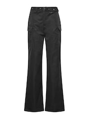 Long Tall Sally Black Belted Wide Leg Cargo Trousers - Image 3 of 4