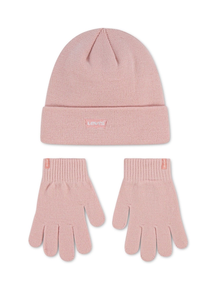 Levi's® Pink Beanie and Gloves Set 2 Piece - Image 1 of 4 Levi's® Pink Beanie and Gloves Set 2 Piece - Image 1 of 4