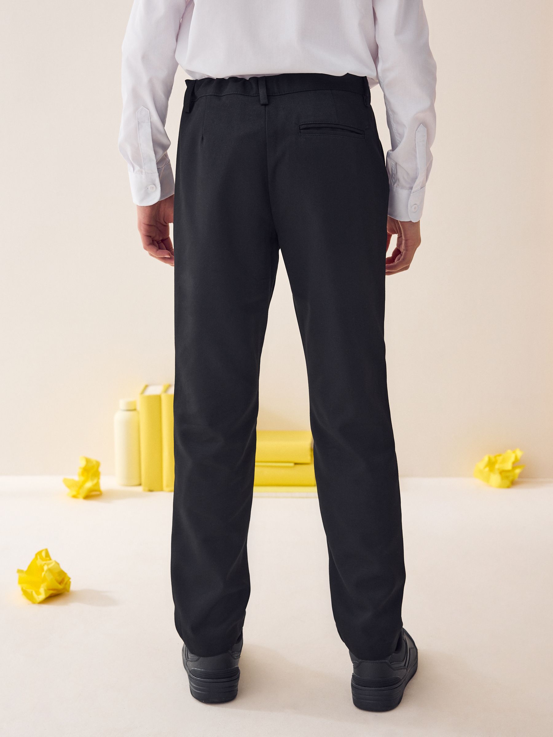 Buy Black Regular Waist Straight Leg School Trousers (3-17yrs